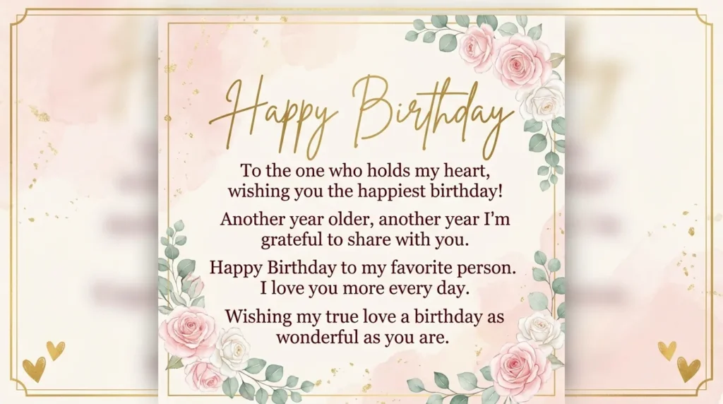 Romantic Happy Birthday Wishes Short