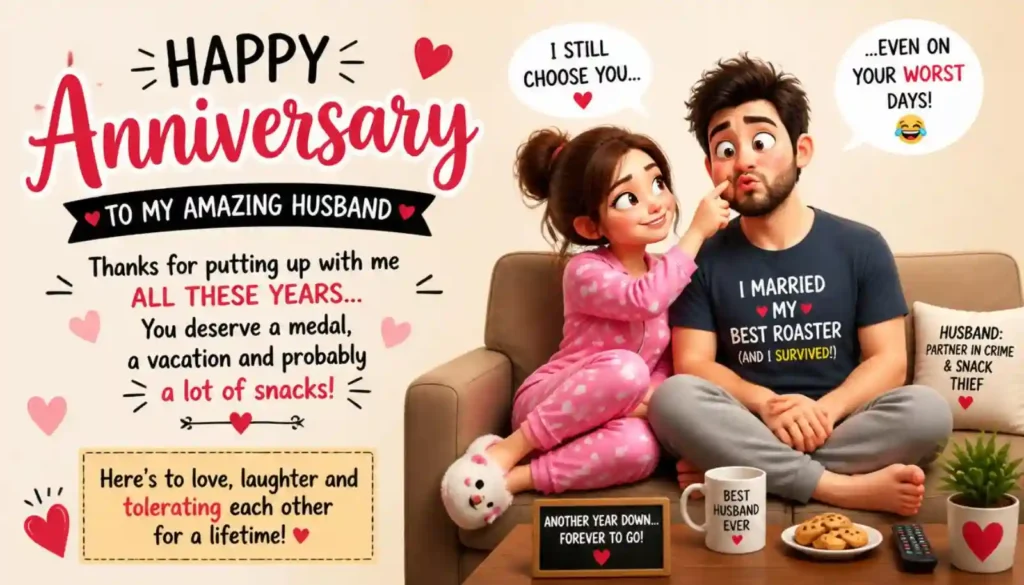 Funny Anniversary Greetings for Husband
