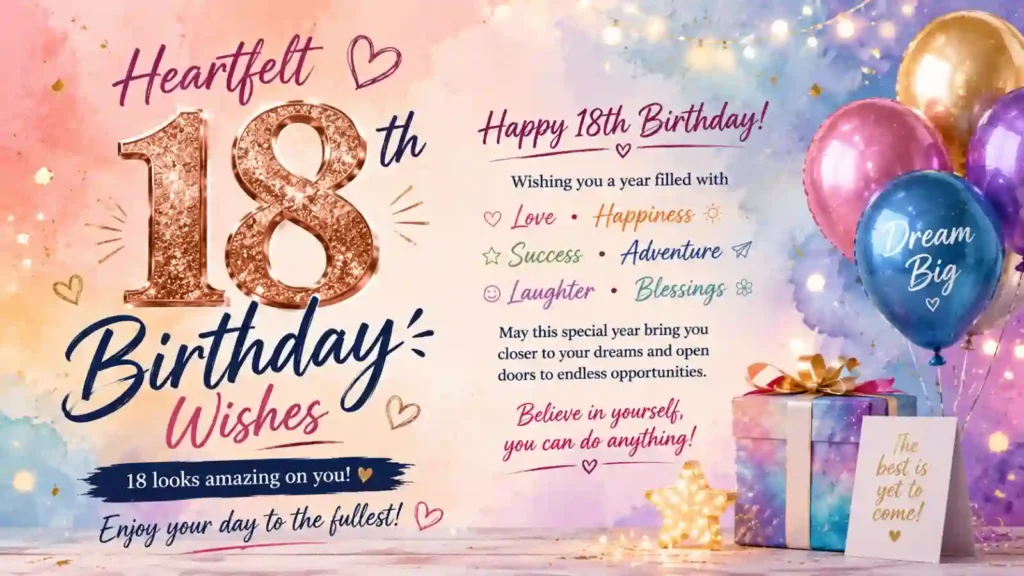 Heartfelt 18th Birthday Wishes