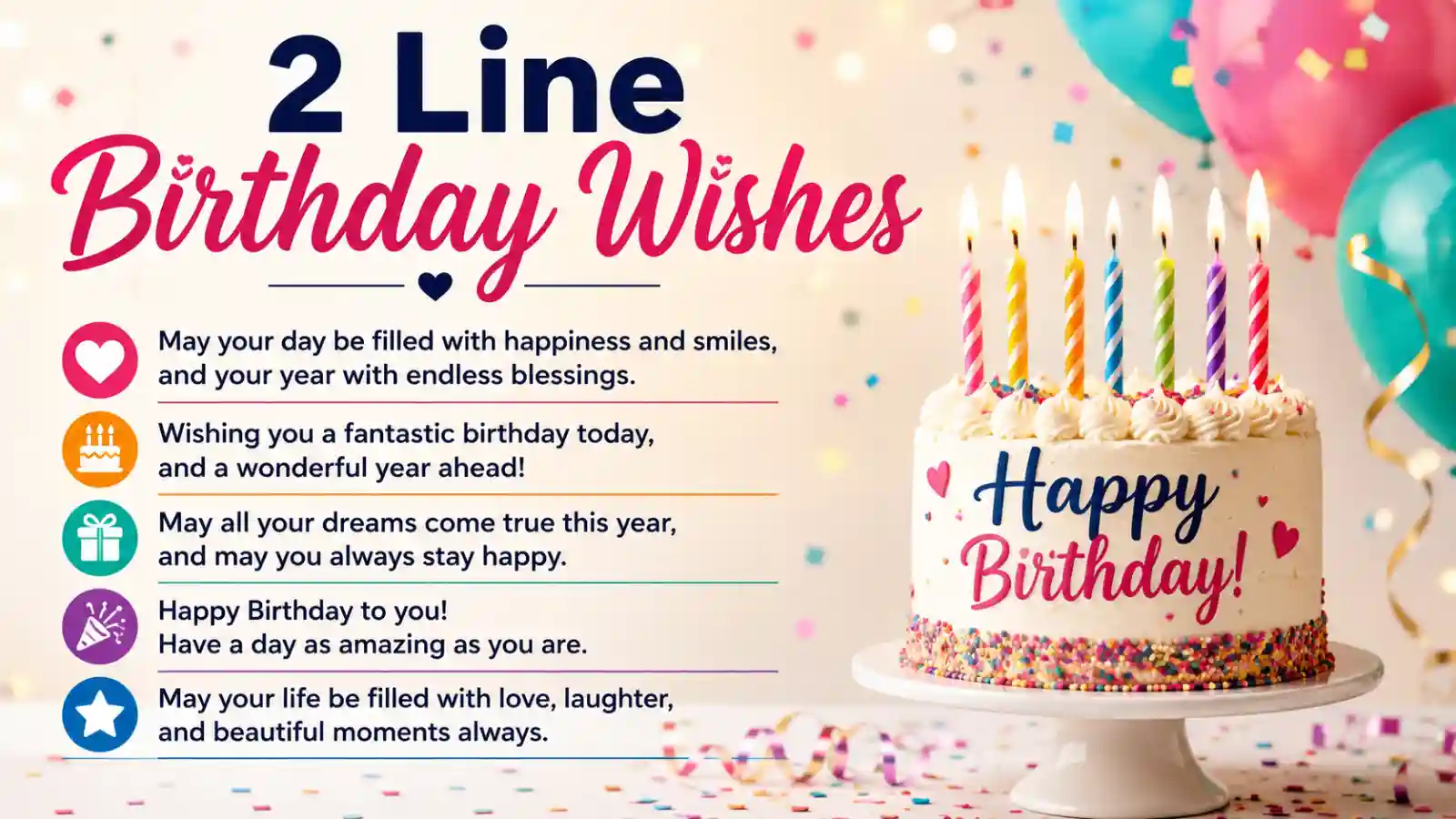 2 Line Birthday Wishes