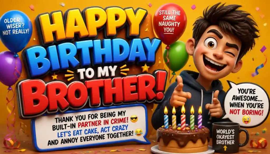 Funny Happy Birthday Wishes for Brother