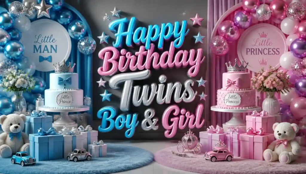 Happy Birthday Twins Boy and Girl