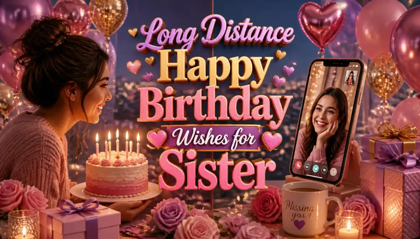 Long Distance Happy Birthday Wishes for Sister